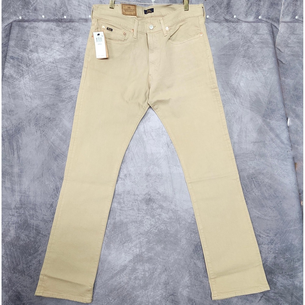 NWT Polo Ralph Lauren Varick Slim Straight Pants Mens 34x34 Khaki Chino